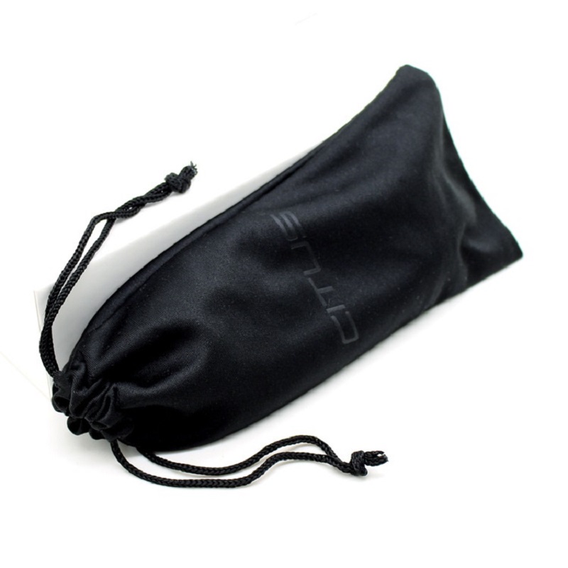 SSS46 Microfiber Custom Logo Soft Sunglass Pouch Bag Black Drawstring Microber Eyeglass Bag