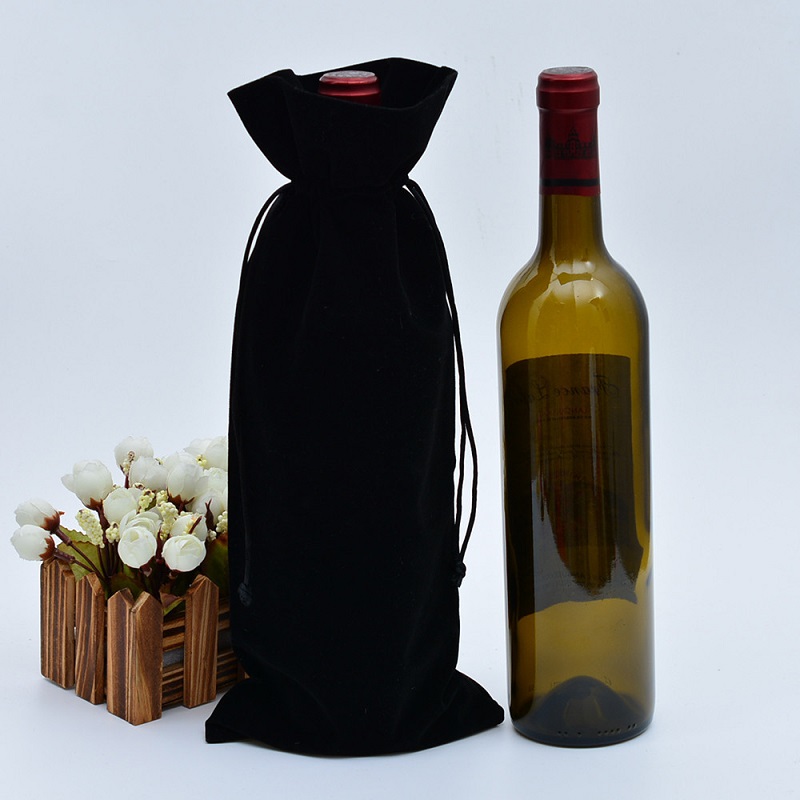 SSS54 Custom Velvet Pouch Wine Bottle Protector Carrier Bag Champagne Bottle Covers Tukkukauppa